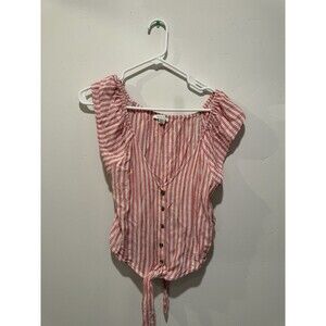 AMERICAN EAGLE Striped Red White Blouse Size M